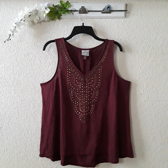 Knox Rose Tops - Knox Rose sz:1 Maroon/Red High-Low Tank Top Blouse